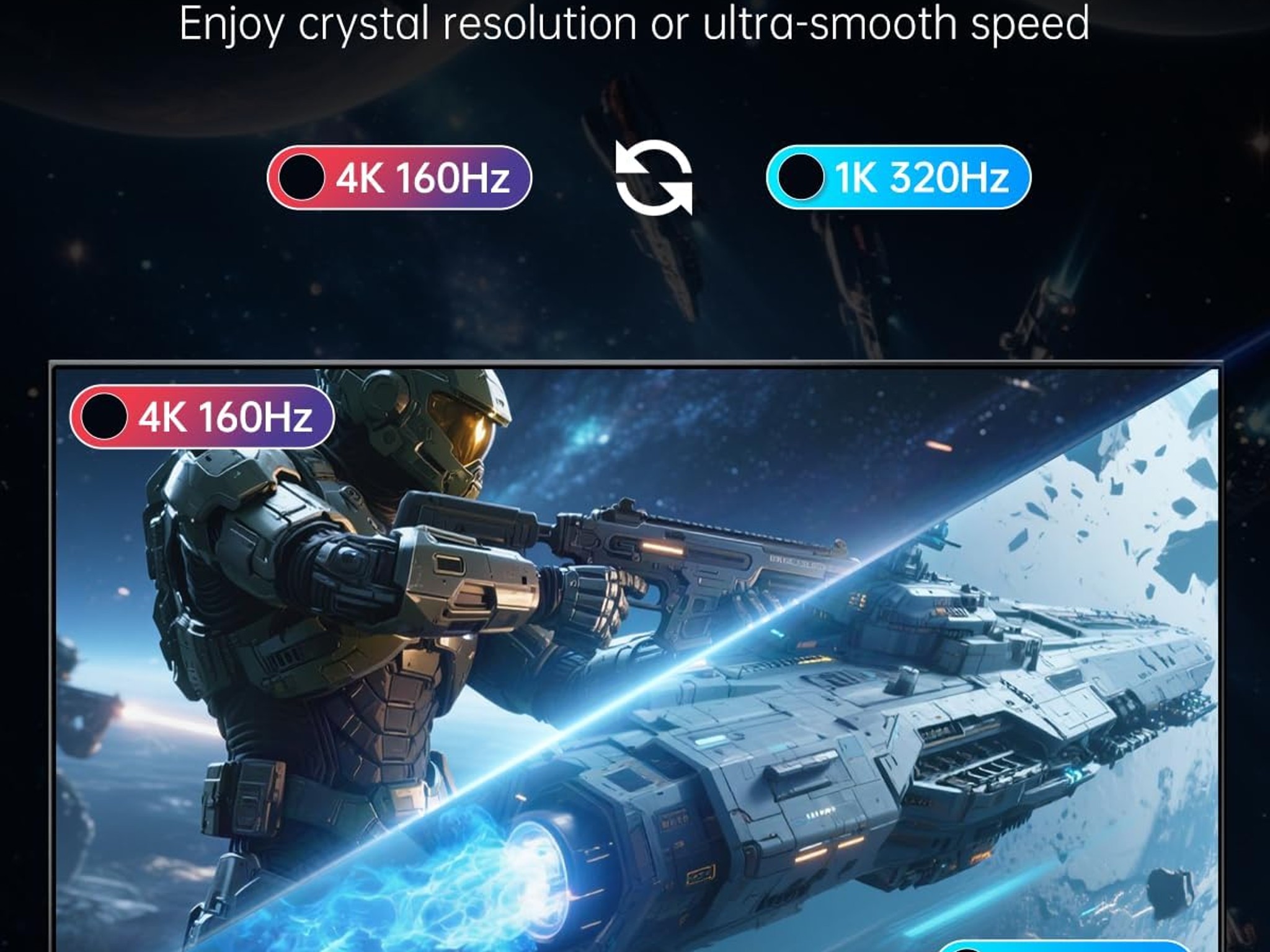 KTC 27" Dual Mode Mini LED Monitor - 4K at 160Hz & 1080P 320Hz Gaming Monitor