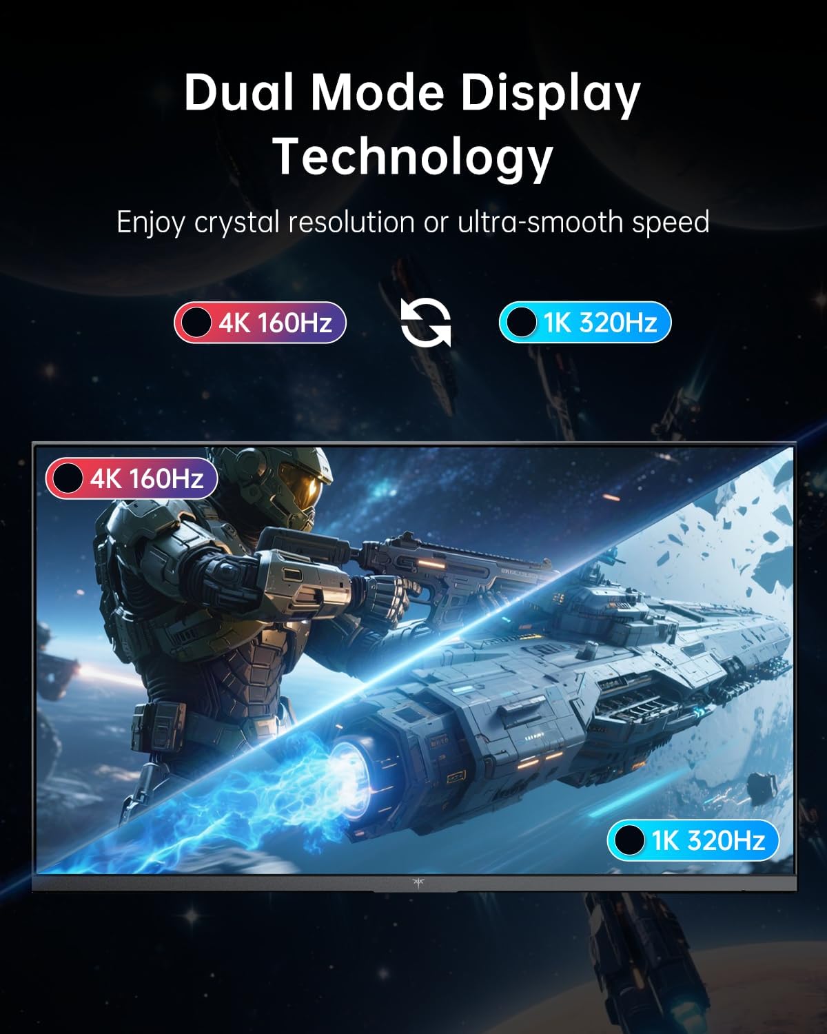 KTC 27" Dual Mode Mini LED Monitor - 4K at 160Hz & 1080P 320Hz Gaming Monitor