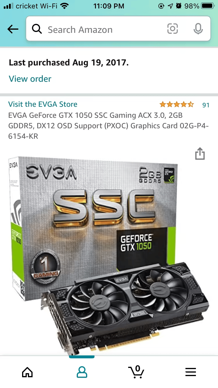 EVGA GeForce GTX 1050 SSC ACX 3.0 Graphics Card