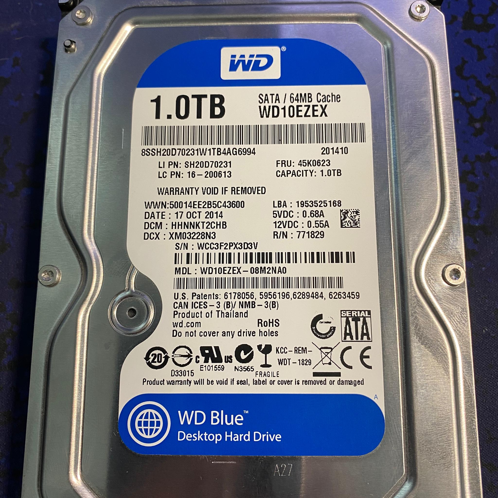 Western Digital WD Green 1 TB 3.5" 5400RPM Internal Hard Drive Lightly used office drive.
