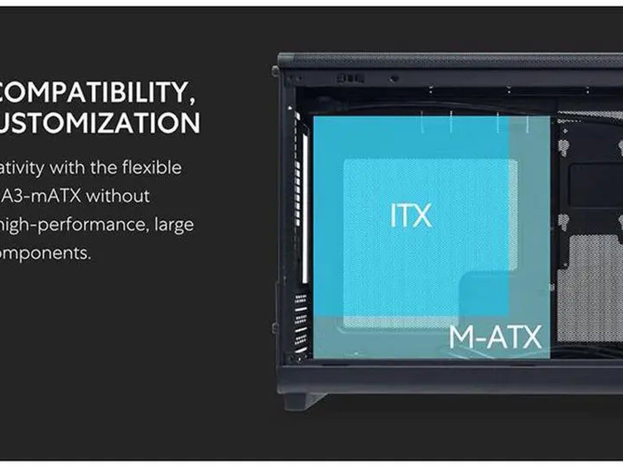 Lian Li A3-mATX Wood Edition Micro ATX Case Supports 360mm AIO Cooler & 415mm GPU | Black