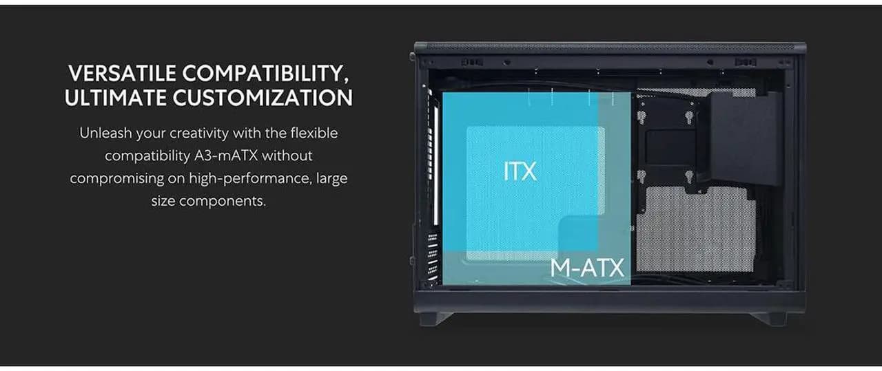 Lian Li A3-mATX Wood Edition Micro ATX Case Supports 360mm AIO Cooler & 415mm GPU | Black