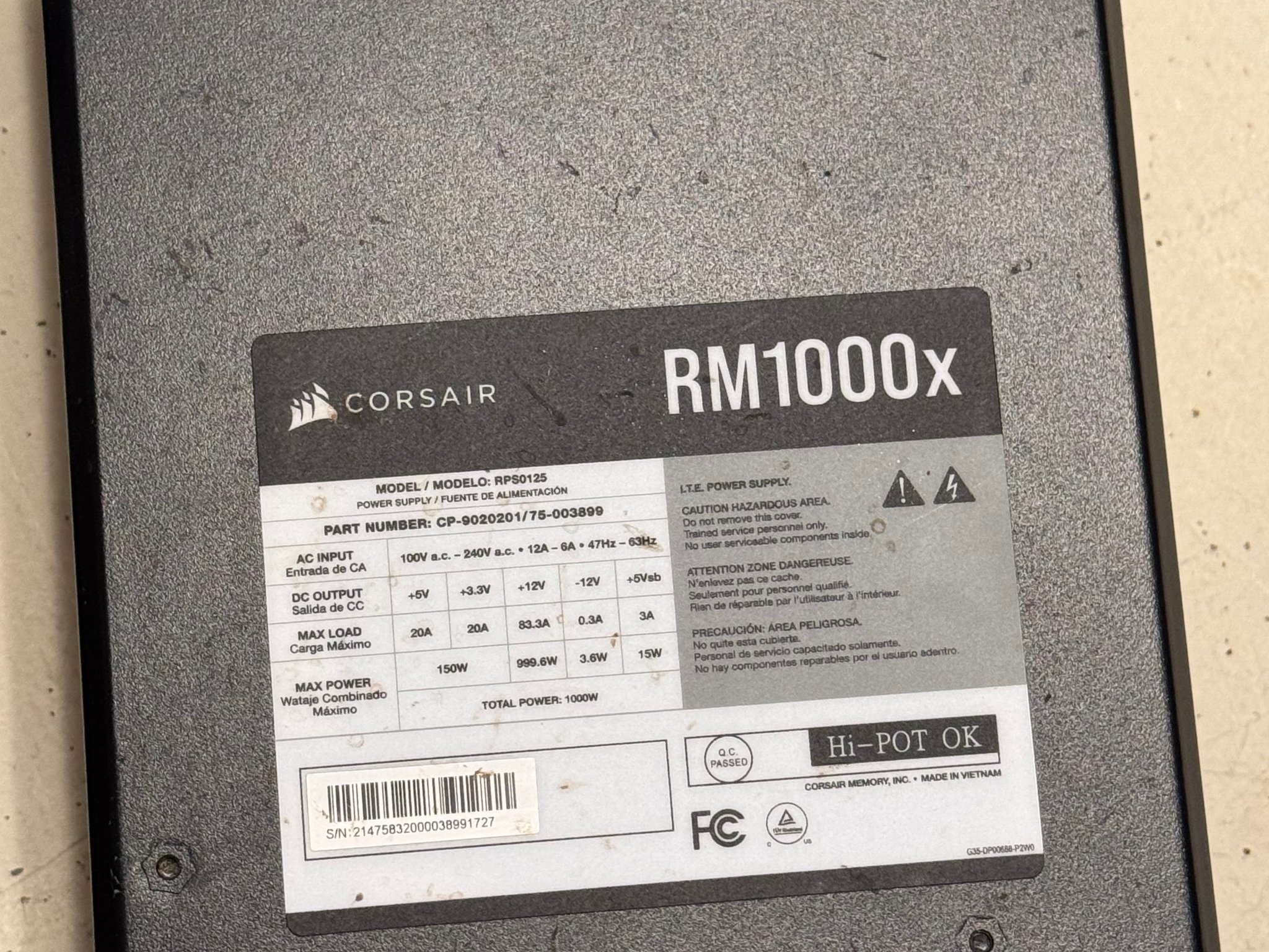 Corsair RMX Series RM1000x 1000W Power Supply