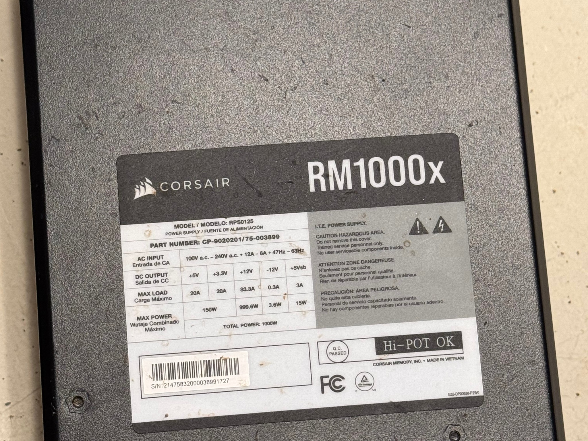 Corsair RMX Series RM1000x 1000W Power Supply