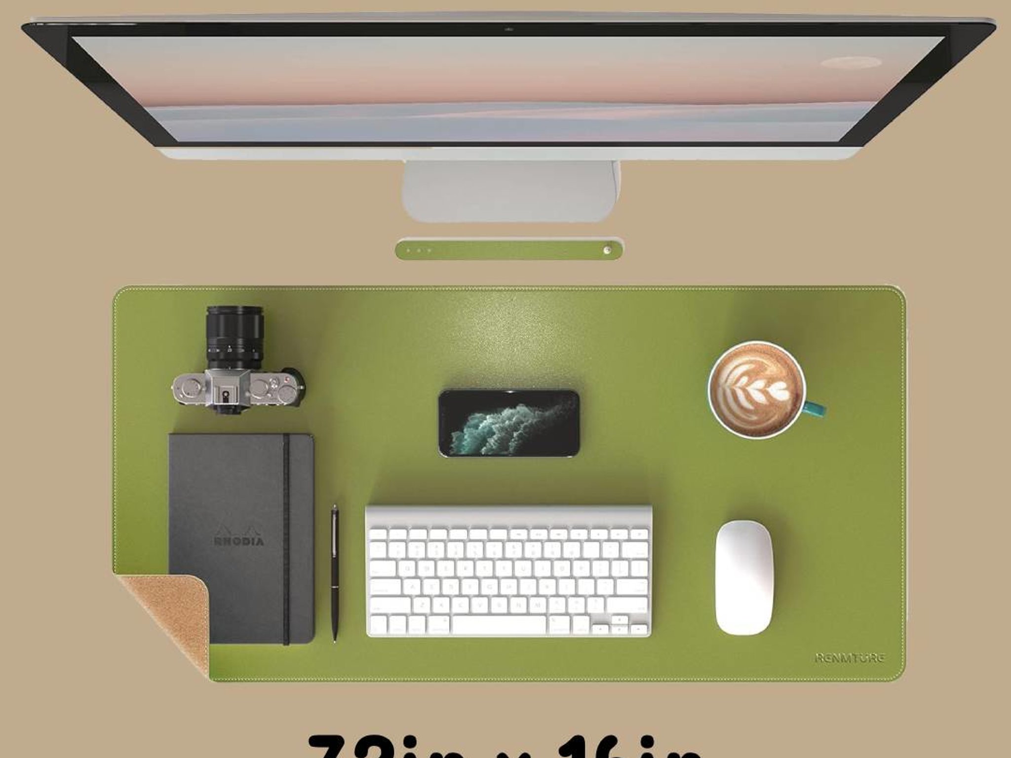 Olive Green Waterproof Mousepad (XL 32" x 16")