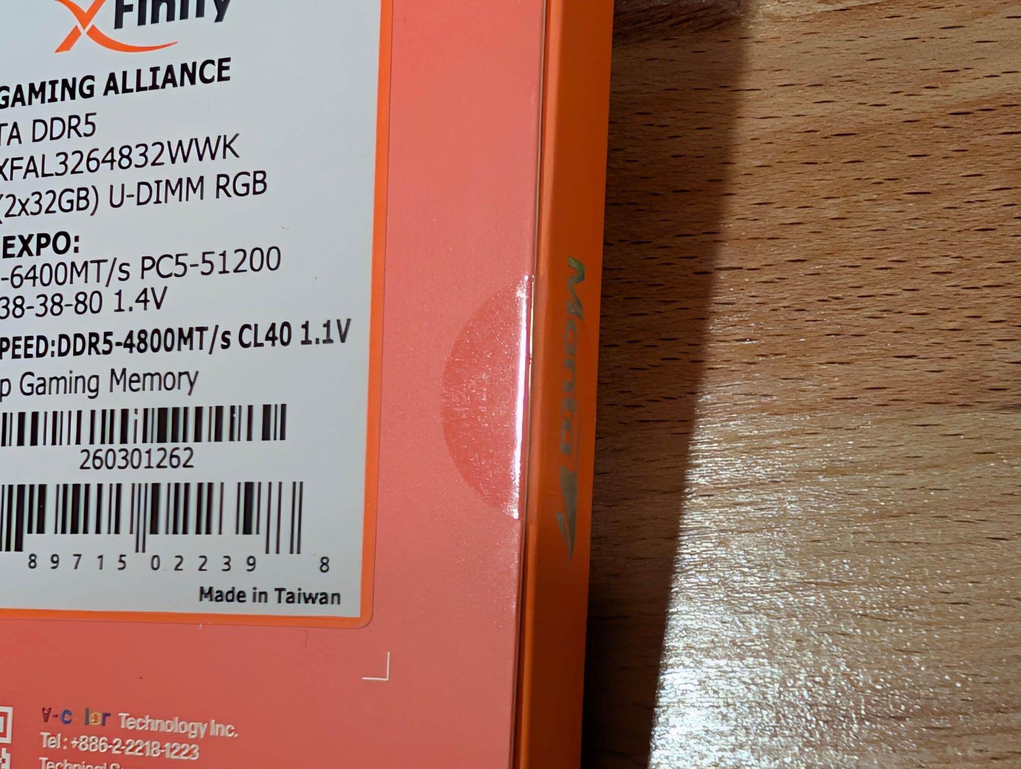 BNIB: V-COLOR Manta XFinity DDR5 64GB (32GBx2) 6400MHz CL32