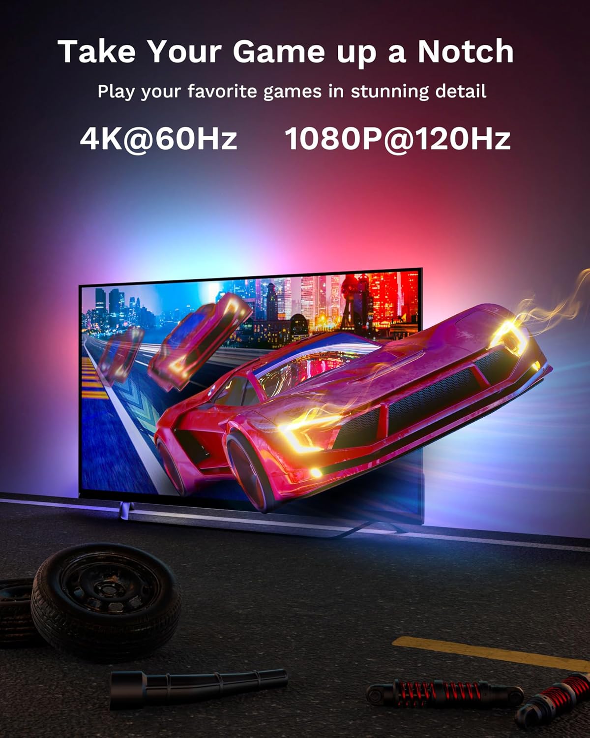 Lytmi TV LED Backlight with HDMI 2.0 Sync Stick Immersive RGBIC Backlight for 25-55 inch TVs