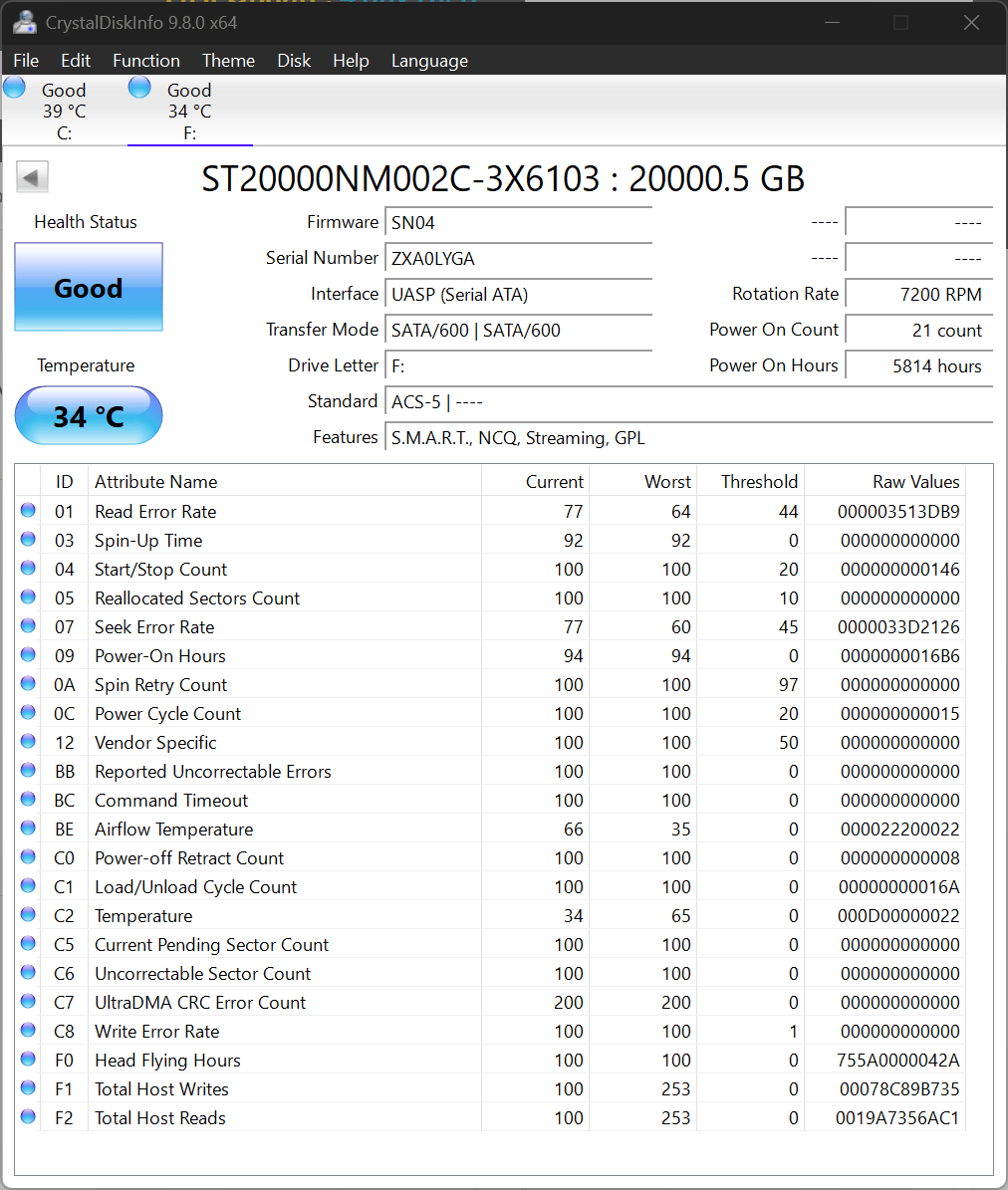 20TB Seagate Exos ST20000NM002C CMR 7200RPM SATA6Gb/s 3.5" Enterprise Hard Drive
