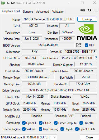 PNY 4070 Ti Super | Verto OC | Like New | Excellent Value