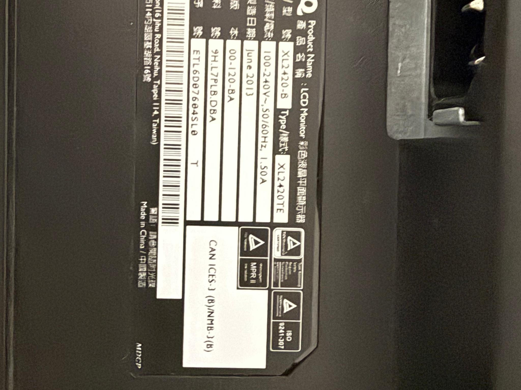 *On Sale* BENQ XL2420-B w/o Stand