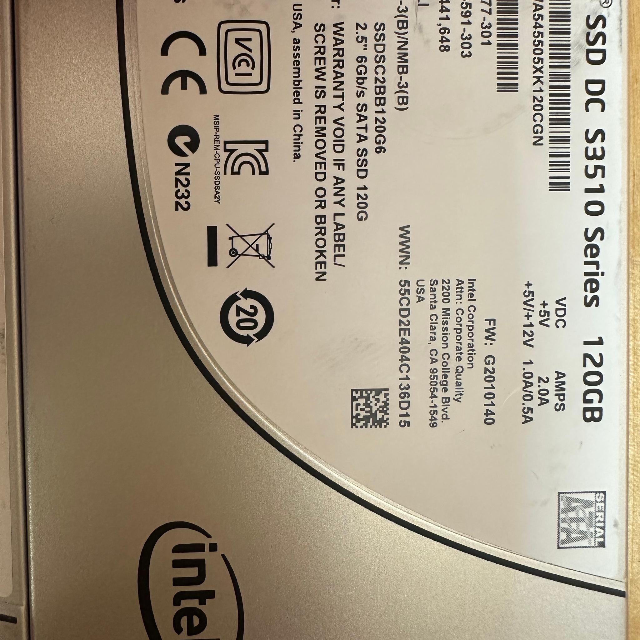 Lot of 3x 120gb Intel sata ssds