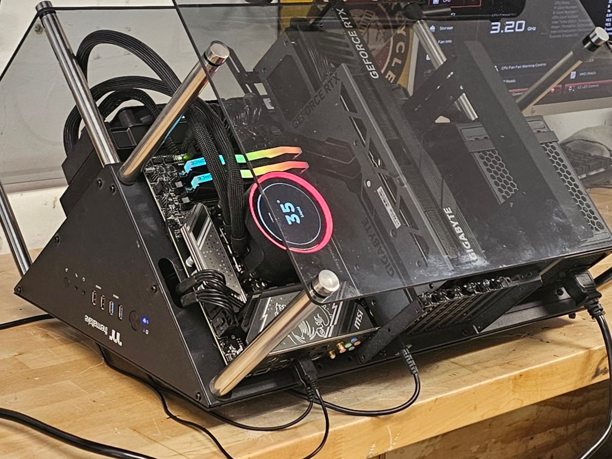 Thermaltake Core P90 Tempered Glass Edition (Wall Mount PC Case) w\ NZXT 420mm AIO & Wall Mount