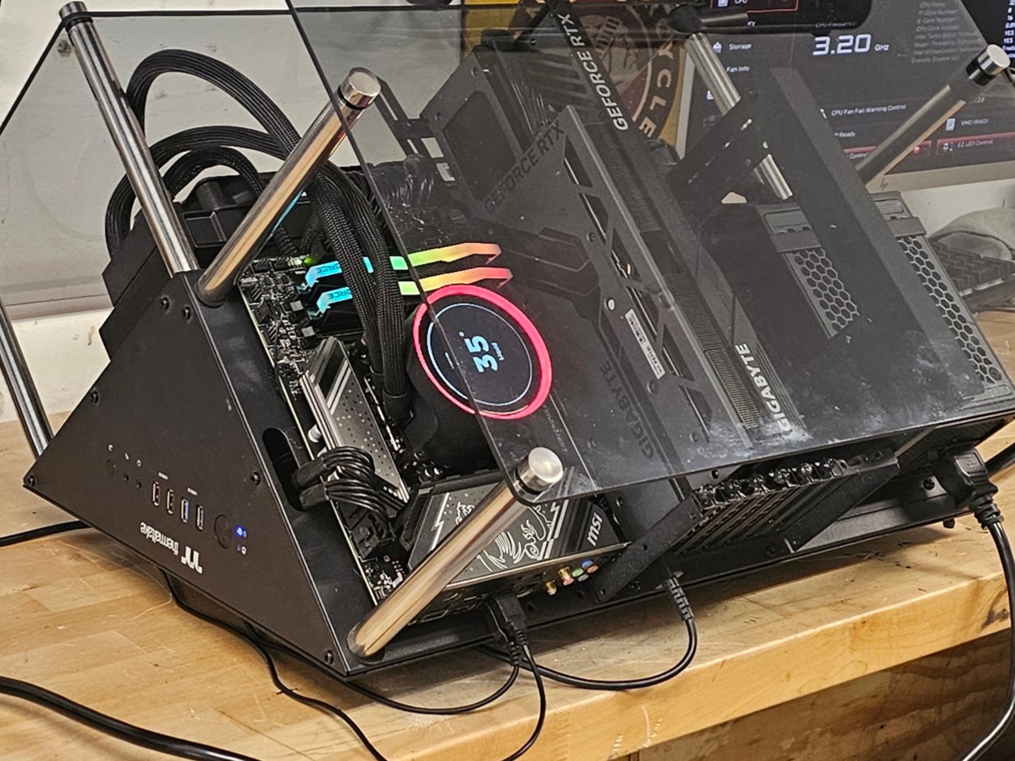 Thermaltake Core P90 Tempered Glass Edition (Wall Mount PC Case) w\ NZXT 420mm AIO & Wall Mount