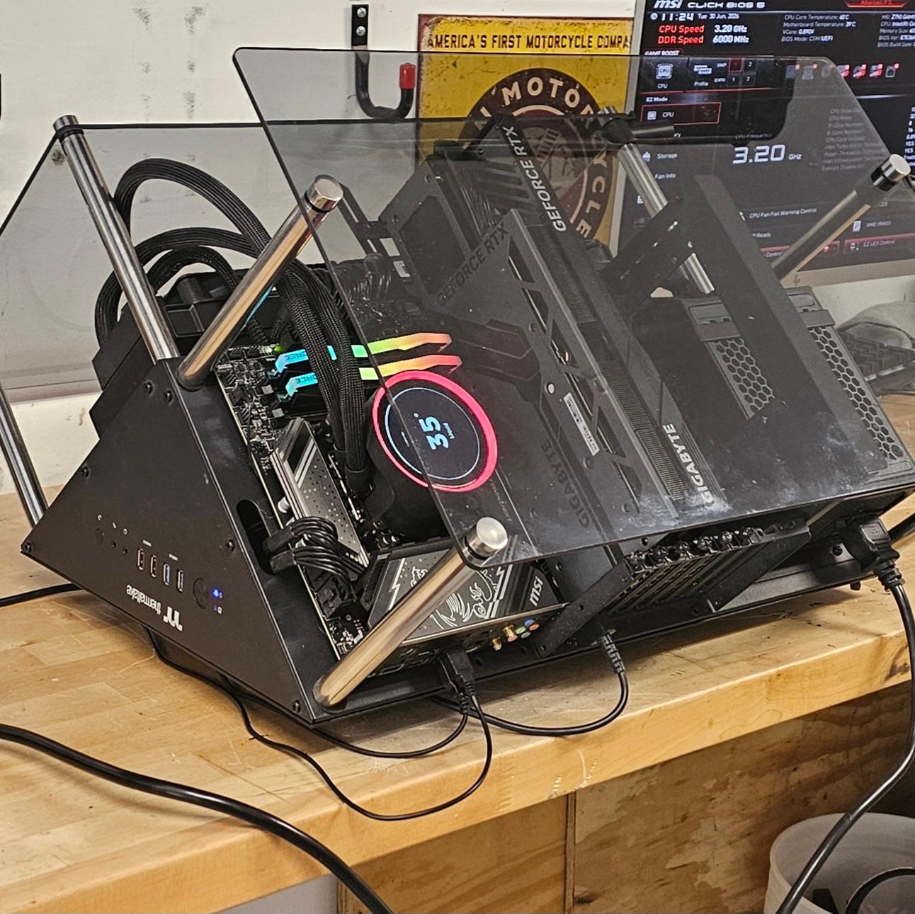 Thermaltake Core P90 Tempered Glass Edition (Wall Mount PC Case) w\ NZXT 420mm AIO & Wall Mount
