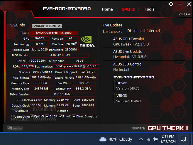 EVA TEST TYPE-01 CUSTOM GAMING PC w i7 14700K // STRIX EVA RTX 3090 // 2TB NVME // 32GB DDR5