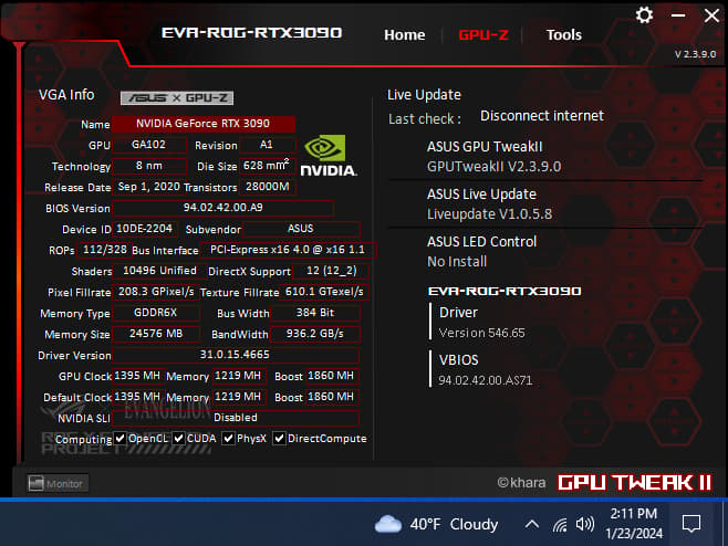 EVA TEST TYPE-01 CUSTOM GAMING PC w i7 14700K // STRIX EVA RTX 3090 // 2TB NVME // 32GB DDR5