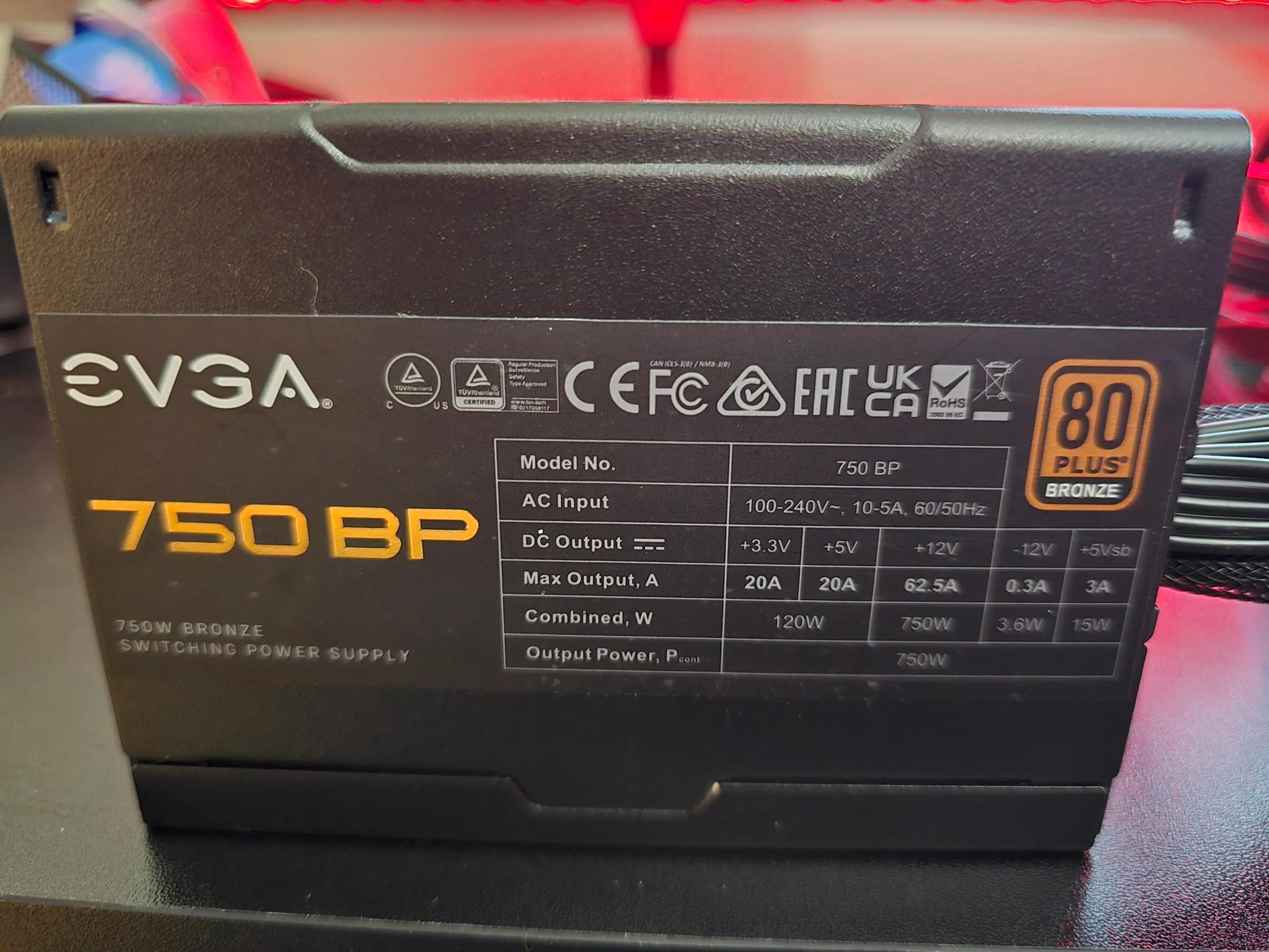 EVGA 750 BP, 80+ BRONZE 750W