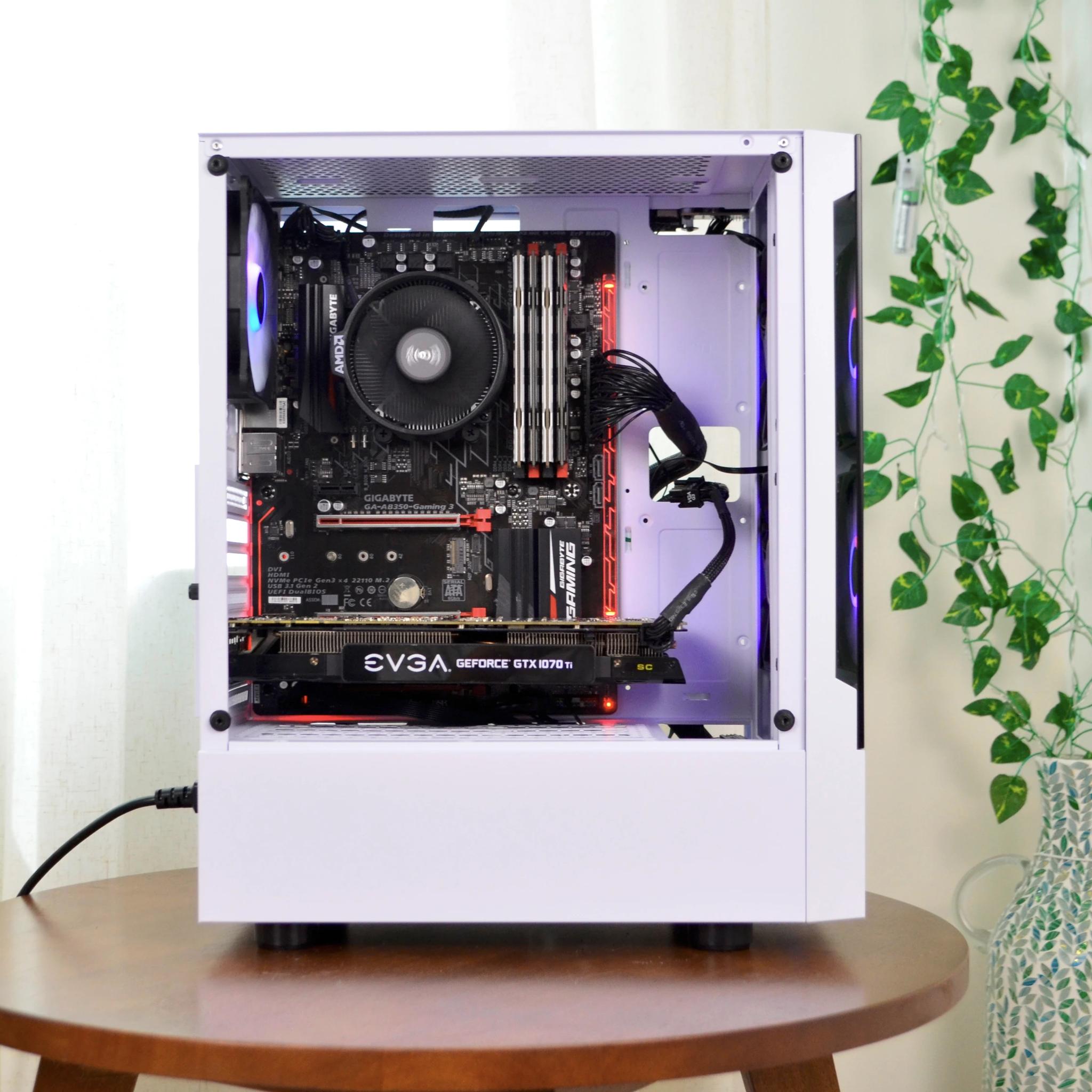 CLEARANCE DEAL 𝗰𝗿𝘆𝘀𝘁𝗮𝗹 | Ryzen 5 2600, GTX 1070ti, 24GB RAM, 500GB SSD | 1080p Gaming/ESports PC