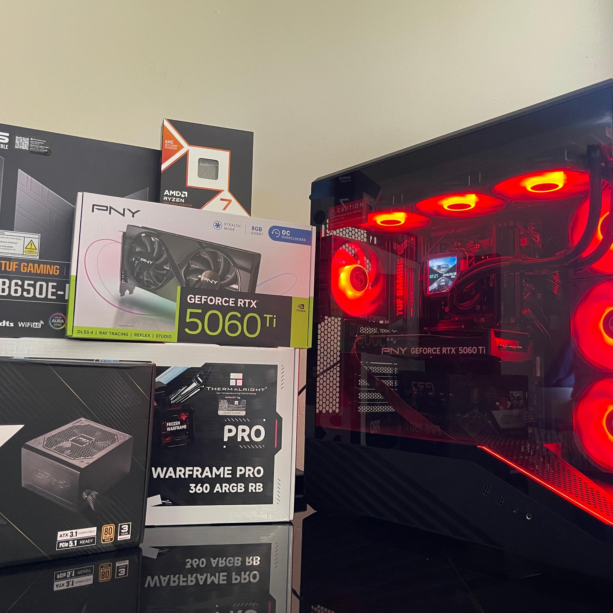 1440p Gaming PC/ RTX 5060 TI/ Ryzen 5 7500X3d/ 16Gb DDR5/ 1Tb NVMe/ liquid cooled