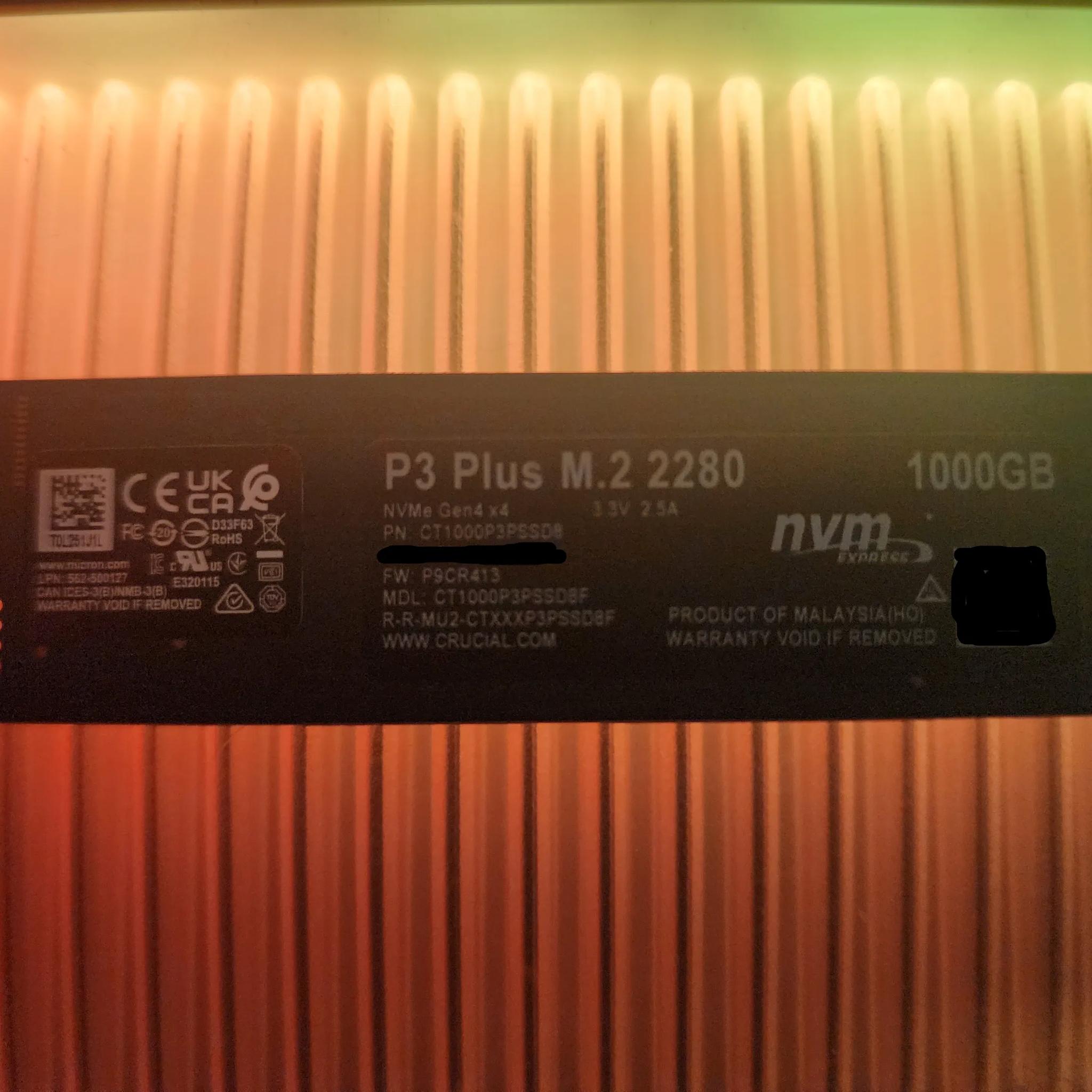 Crucial P3 Plus 1TB PCIe M.2 2280 SSD