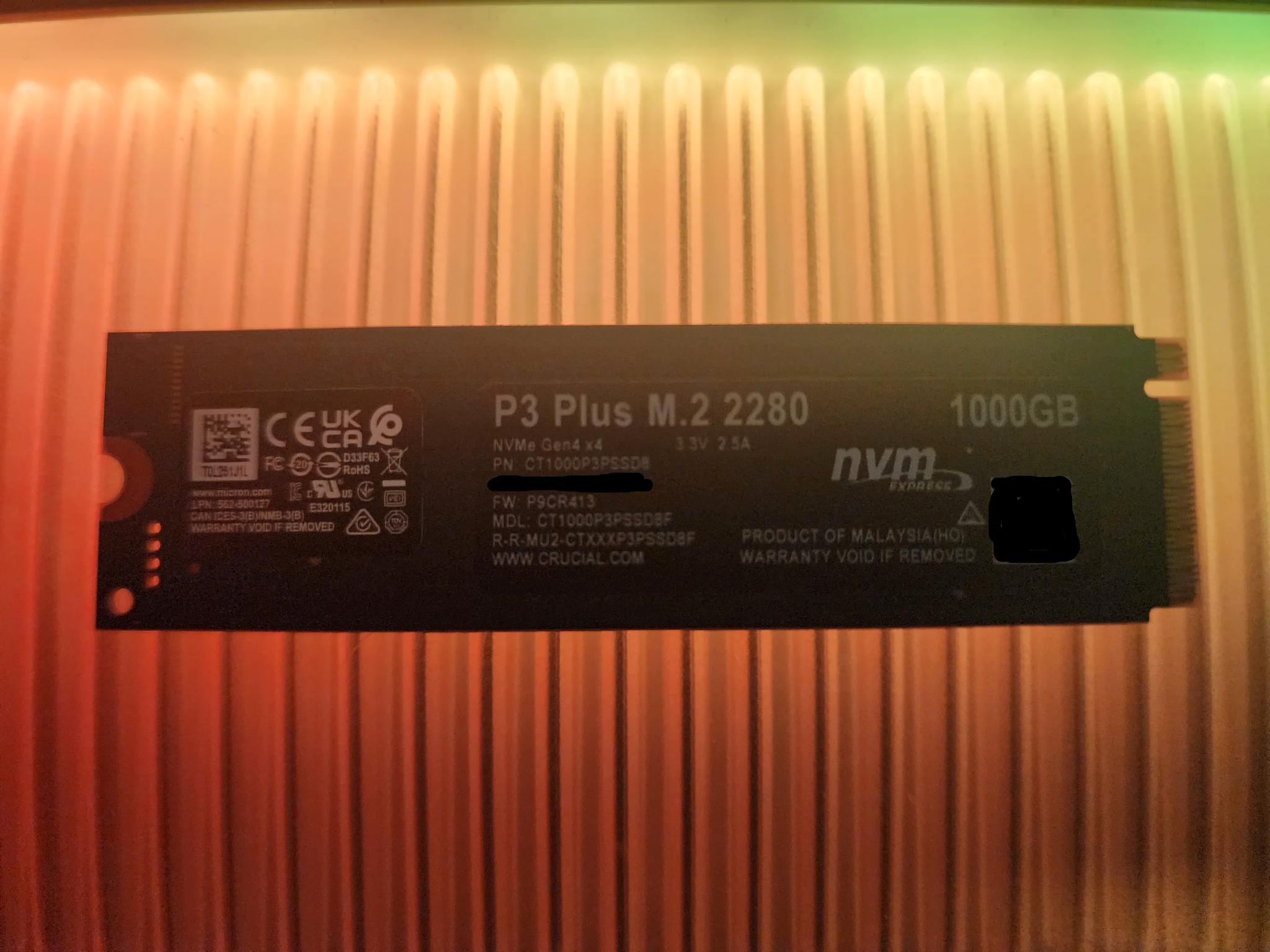 Crucial P3 Plus 1TB PCIe M.2 2280 SSD