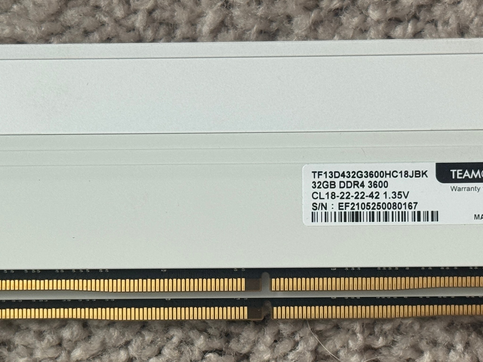 XTREEM ARGB DDR4 DESKTOP MEMORY WHITE 64GB(2x32GB) 3600MHz CL18, Used (No Box)