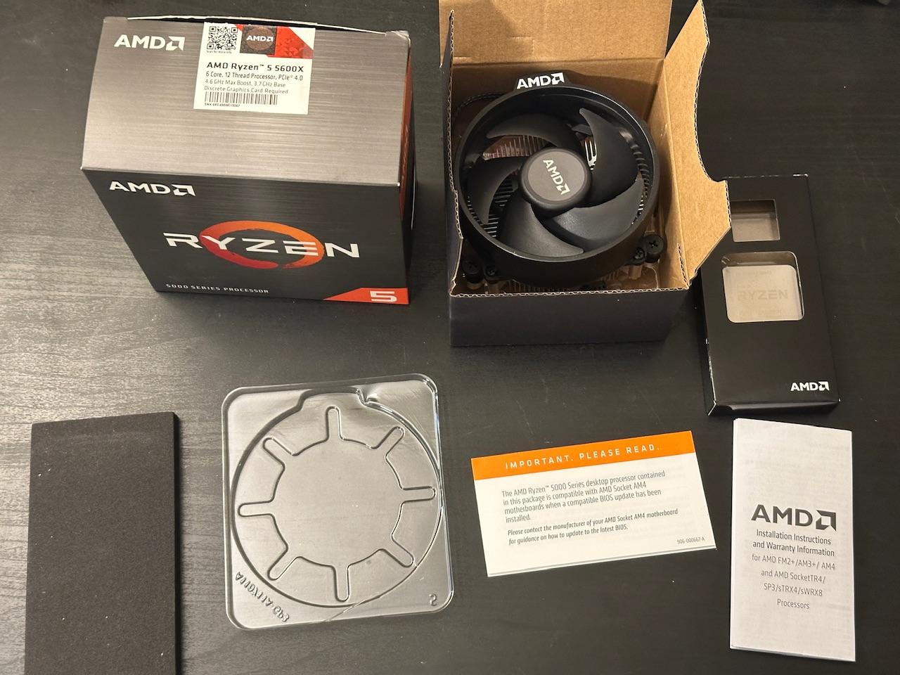 AMD Ryzen 5 5600X (6-core, 12-thread) Unlocked Desktop Processor with Cooler