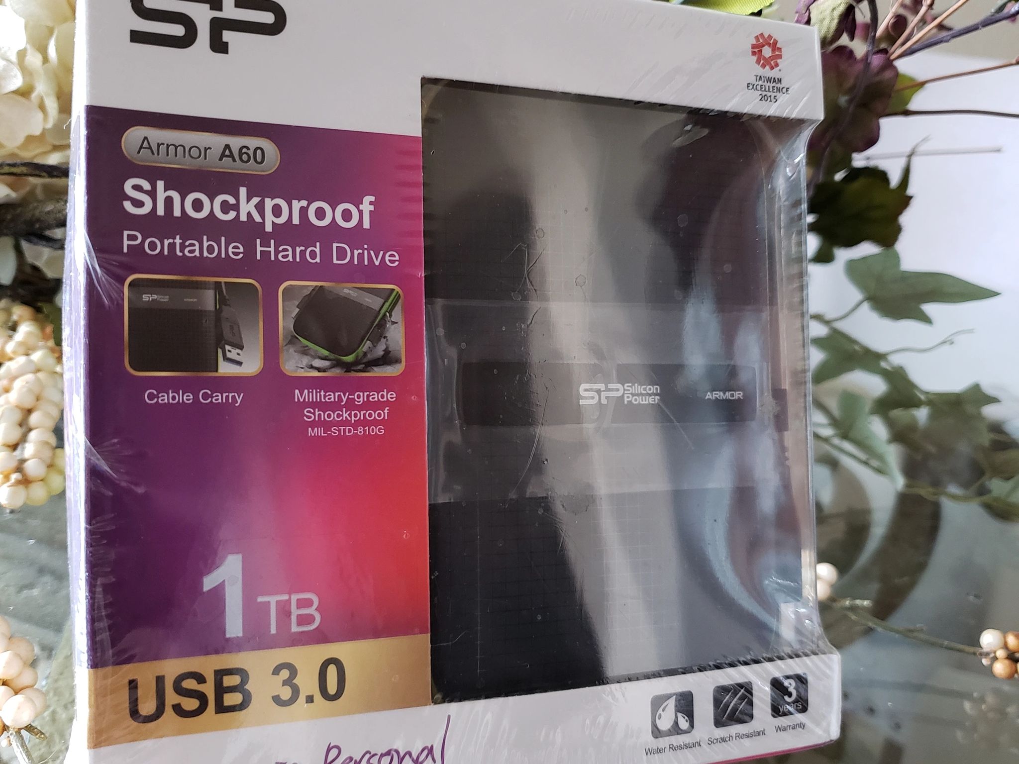 NEW Silicon Power 1TB Armor A60 Shockproof and Water-Resistant Portable Hard Drive USB 3.0 Black