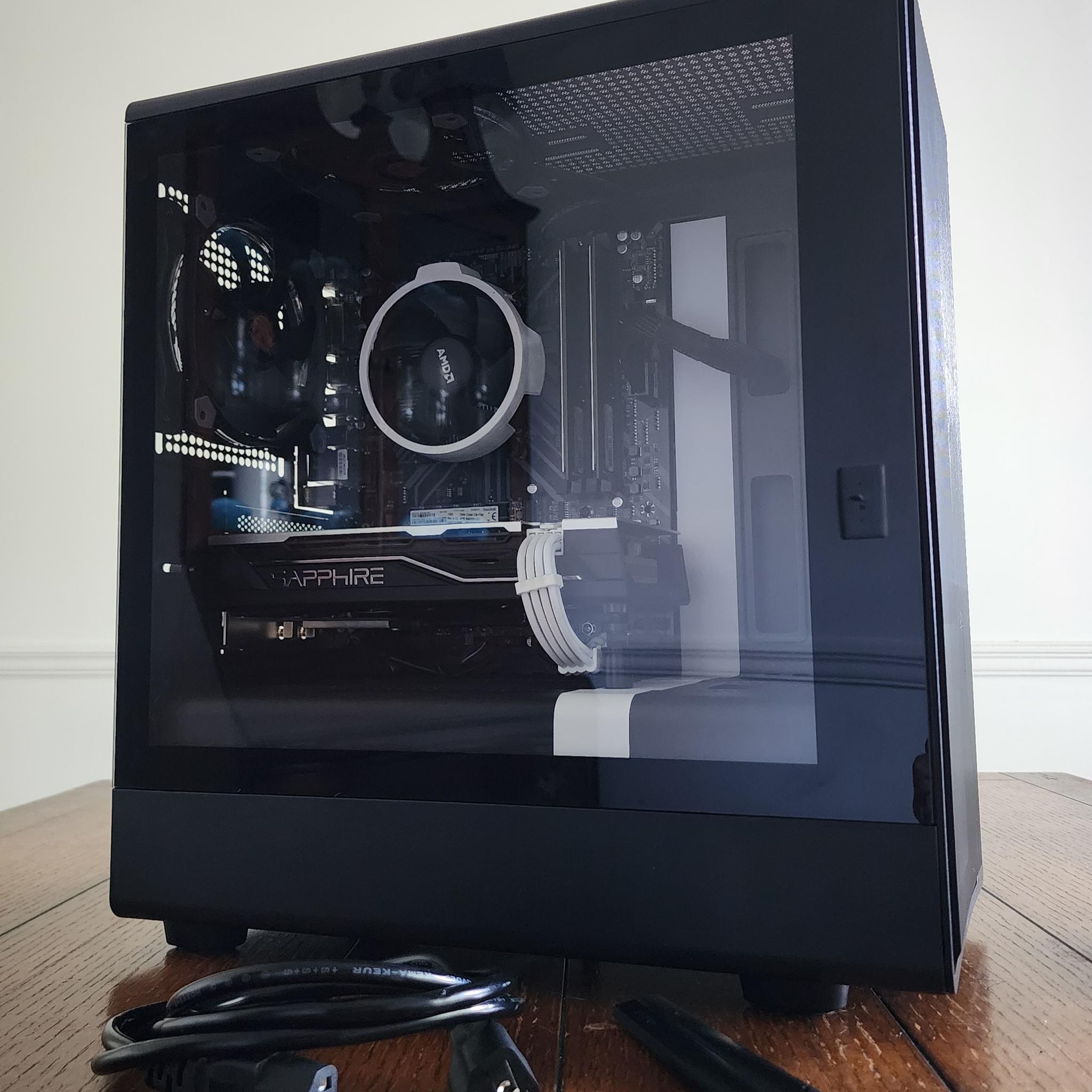 Black + White Gaming PC | Ryzen 5 | RX 580 8GB | 16GB | 1TB | Wi-Fi + BT | 550W 80+ Bronze