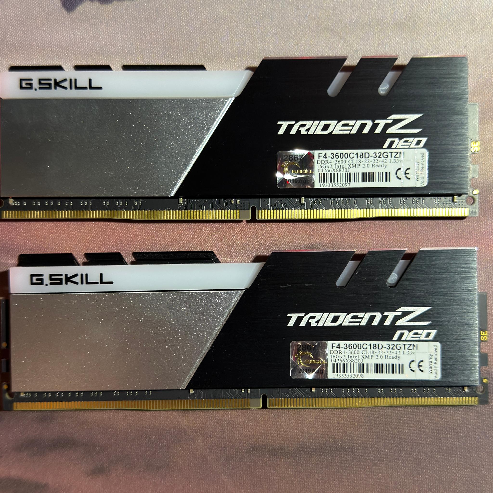 G.SKILL Trident Z Neo 32GB (2x16GB) DDR4 3600 CL18 RGB Desktop RAM Kit - Excellent Condition