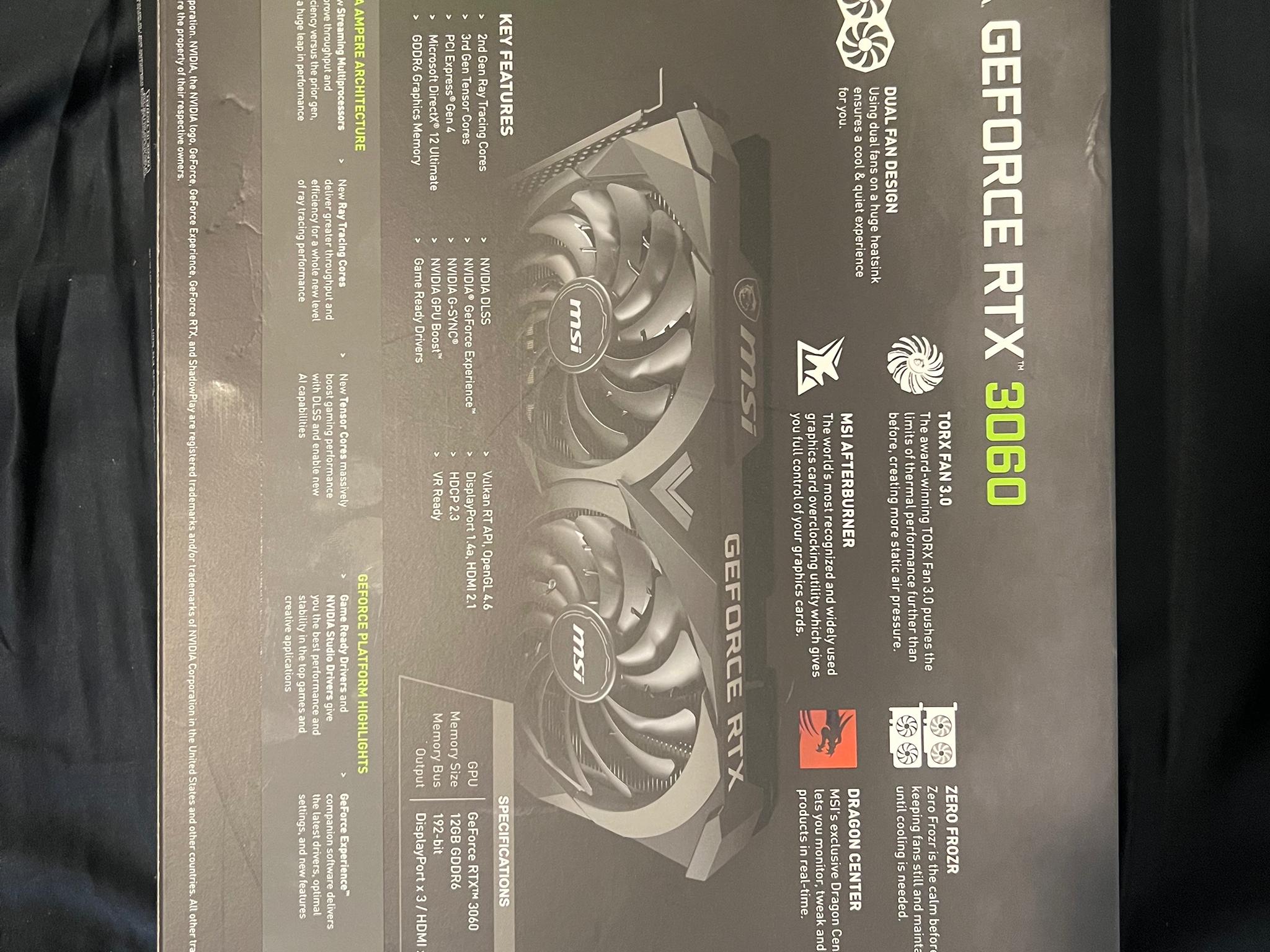 Geforce RTX 3060 Ventus 2x 12G OC- Used in excellent condition