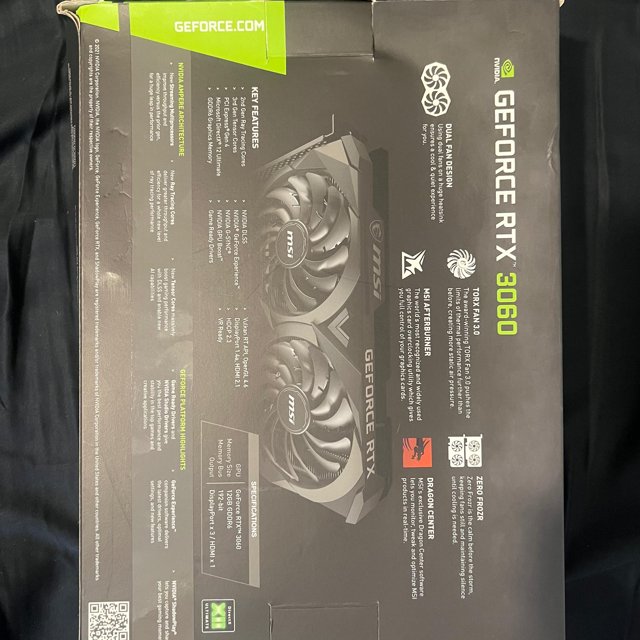 Geforce RTX 3060 Ventus 2x 12G OC- Used in excellent condition
