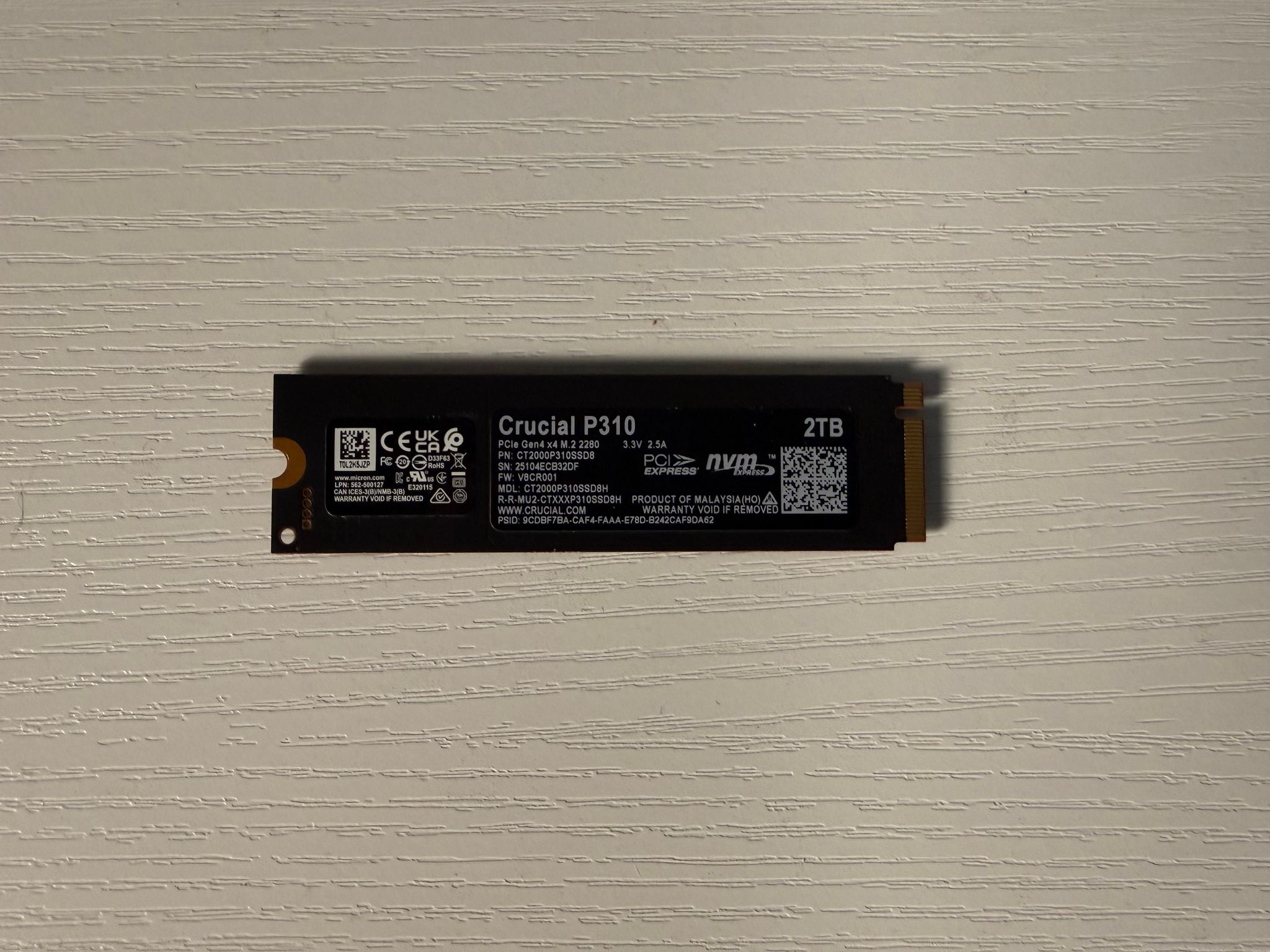 Crucial P310 PCIe Gen4 NVMe M.2 SSD 2 TB