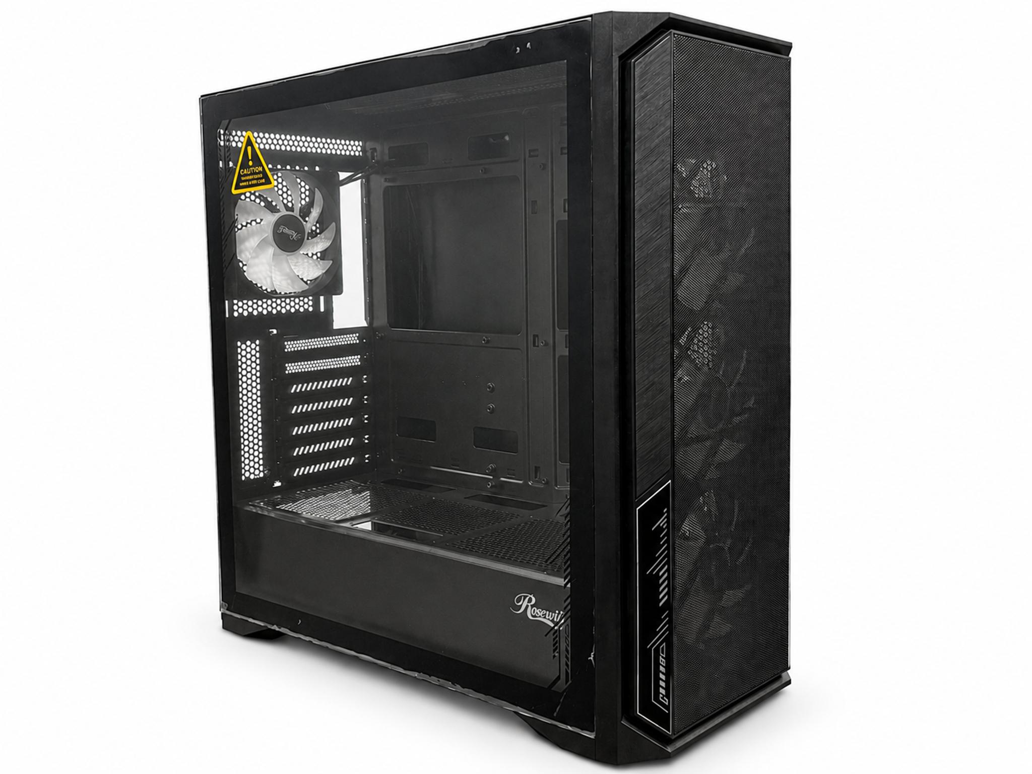Rosewill ACA502B ATX Mid-Tower PC Gaming Case Front Mesh Panel, Tempered Glass Side Panel, ARGB Fans