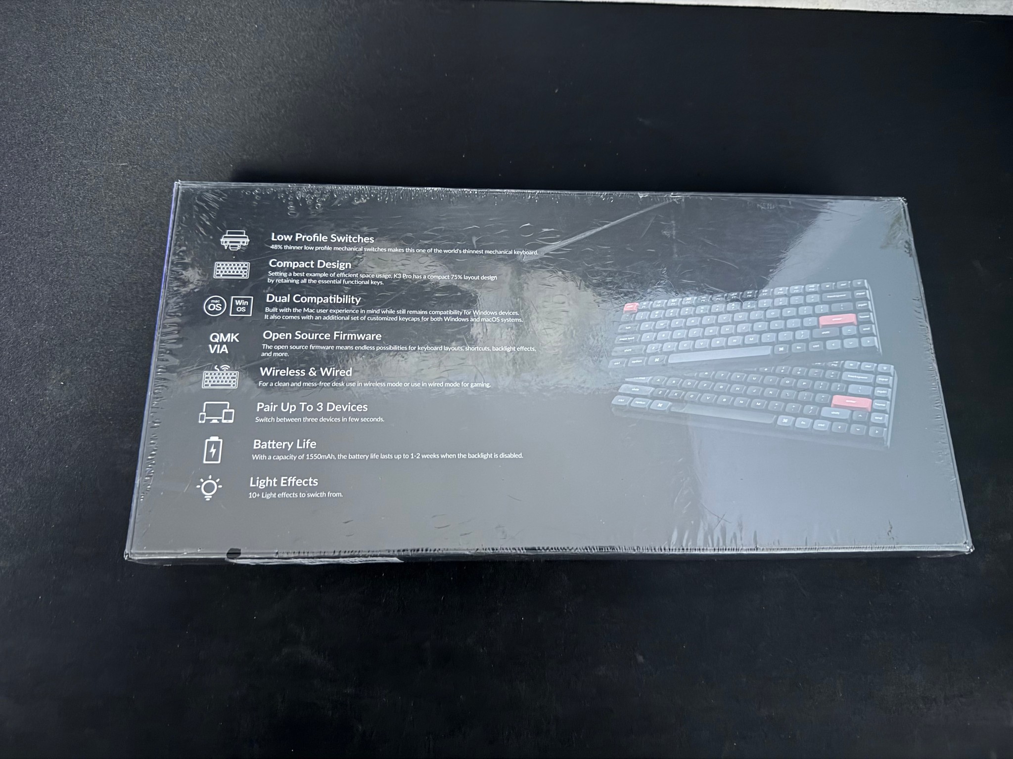 Keychron K3 Pro Wireless Mechanical Keyboard 75% Layout QMK/VIA Programmable